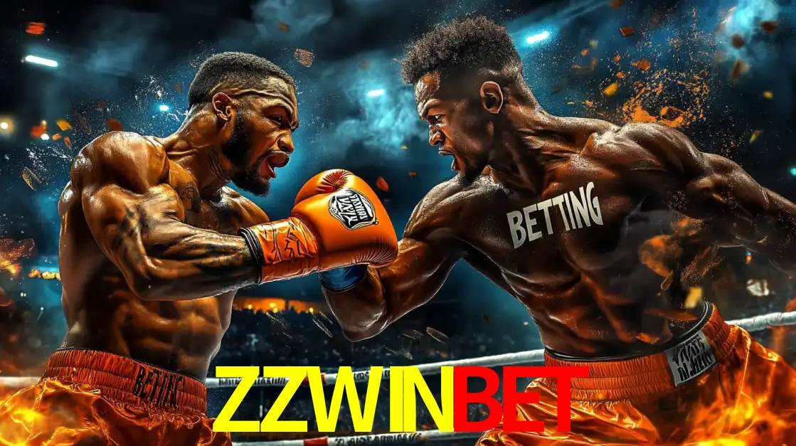 Dois boxeadores em uma luta intensa e explosiva, representando a adrenalina e as oportunidades de apostas em esportes de combate disponíveis na plataforma ZZWINBET.